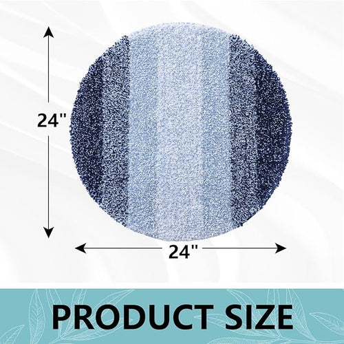 Arotive Microfiber Bathroom Rugs, Shaggy Soft and Absorbent Bath Rug, Non-Slip, Thick Plush Machine Washable Dry Bath Mats for Bathroom, Tub and Shower, 24x24, Dark Blue, Round
