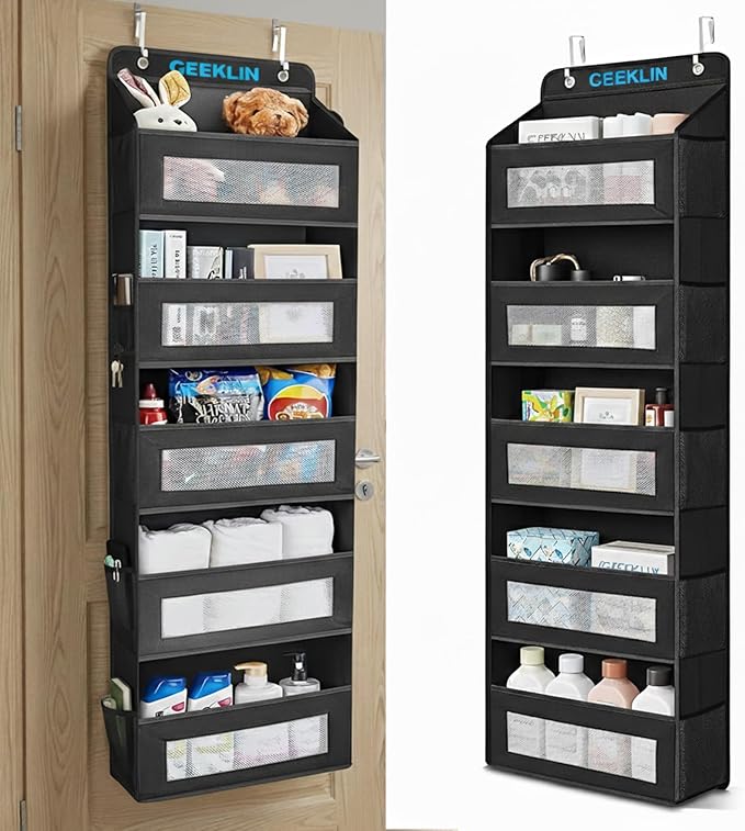 CEEKLIN Wall & Door Hanging Organizer with Mesh Pockets – Over The Door Storage Organizer for Bedroom, Bathroom, Closet & Pantry, Space Saving Fabric Pocket Organizer