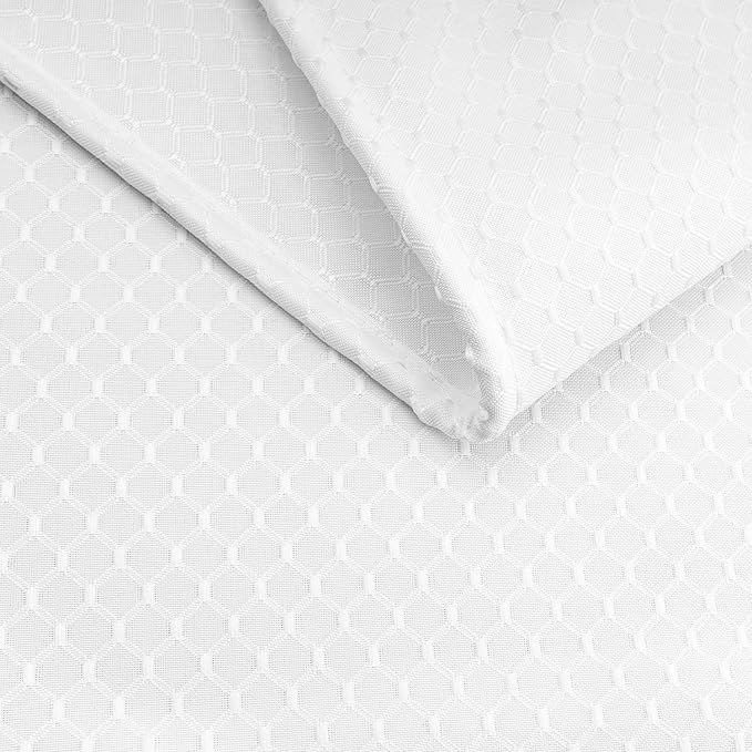 AooHome Heavy Duty Fabric Shower Curtain, Solid White Waffle Weave Bathroom Curtain with Hooks, Weighted Hem, Water Repellent, 72x72 Inch