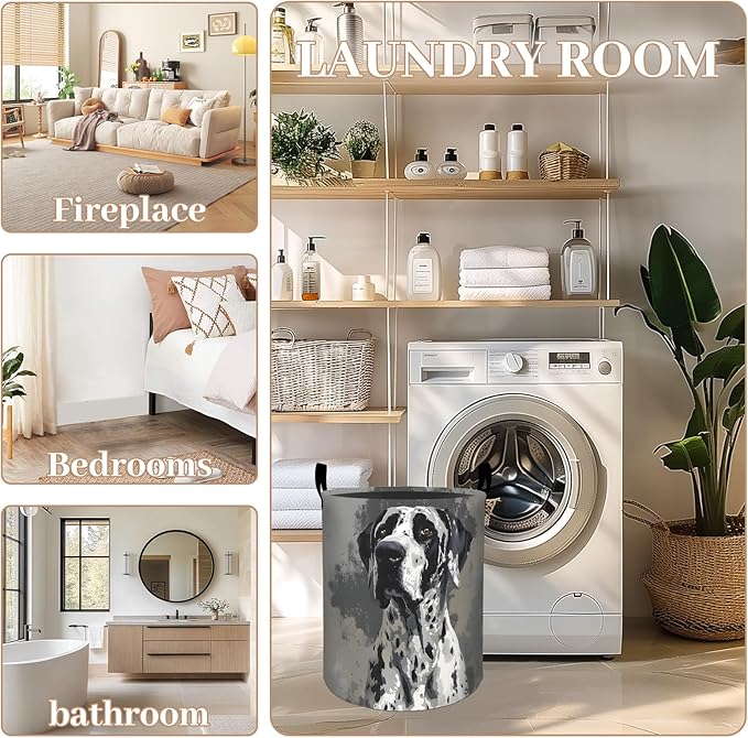 ainori Elegant Great Dane Dog Laundry Basket, Oxford Cloth Minimalist Dirty Clothes Collapsible Hamper for Room Decor, Puppy Portrait Print Gifts Toy Organizer 19.7*15.8 Inch for Bedroom Bathroom Dorm