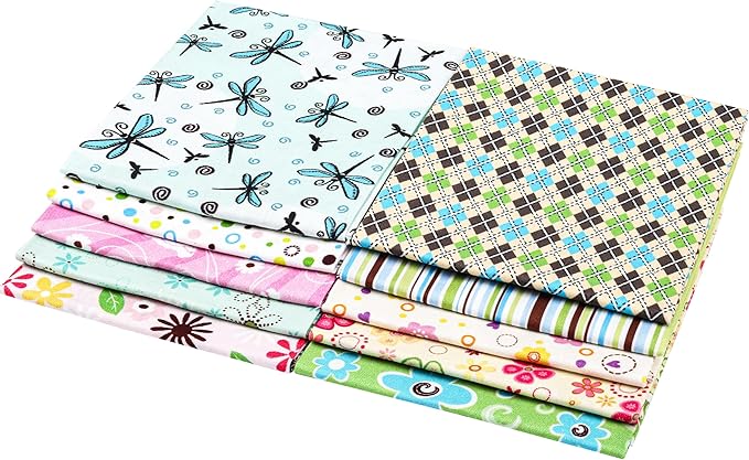 Craftido -25 Options- 100% Cotton Quilting Fabric Bundles 10pcs Fat Quarters 18”x21”-Medium Weight 5.2 oz- Soft Cotton for Quilting, Sewing Project, Patchwork, DIY Crafts - Spring