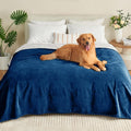 Yaning Waterproof Blanket 80"x90" for Adults, Reversible Waterproof Bed Cover for Dogs Cats Pets, Soft Leakproof Blanket for Bed Couch Sofa Furniture Protector, Navy Blue/Light Grey