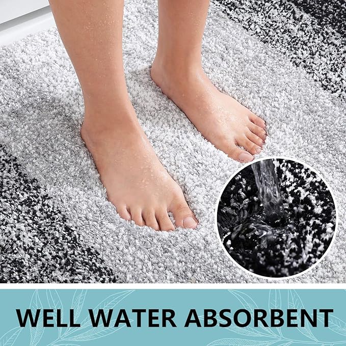 Arotive Microfiber Bathroom Rugs, Shaggy Soft and Absorbent Bath Rug, Non-Slip, Thick Plush Machine Washable Dry Bath Mats for Bathroom, Tub and Shower, 30x20, Black, Rectangular