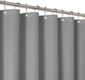 THAIGEE 2-in-1 Waterproof Fabric Shower Curtain - No Separate Liner Needed, Hotel-Style Waffle Weave, Effortless Cleaning & Washable Bathroom Shower Curtain Set,72Wx72H,Grey