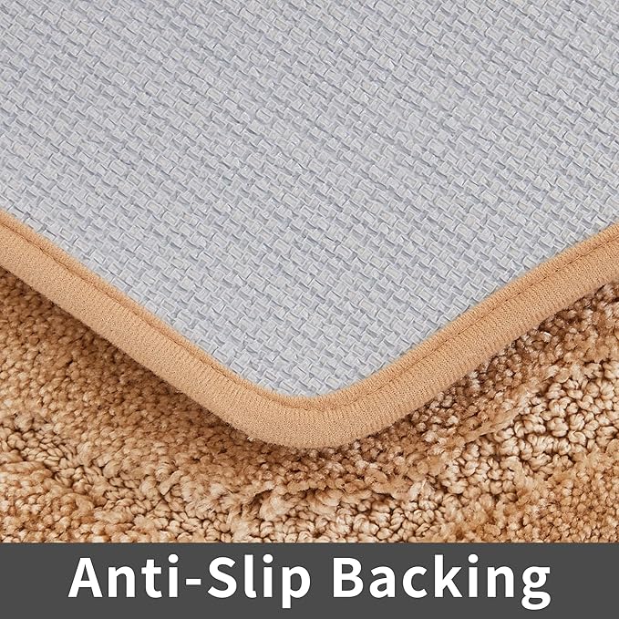 COSY HOMEER Extra Thick Bath Rugs for Bathroom - Anti-Slip Bath Linen Sets Mats Soft Plush 100% Strong Polyester Living Room Bedroom Water Absorbent(Beige,17x27 - Inches)