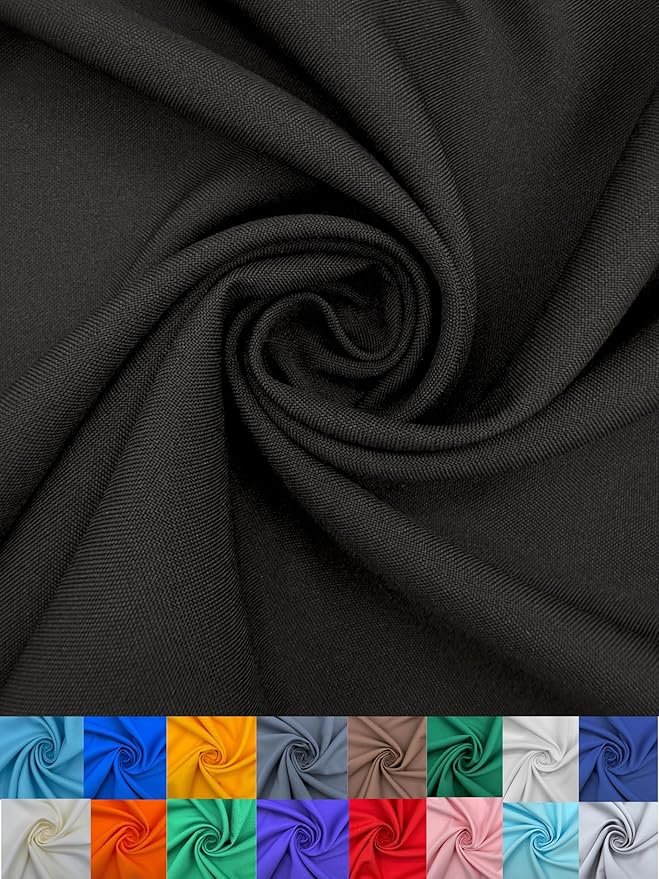 EOVEA - Polyester Poplin Fabric by The Yard – 100% Polyester, 60” Wide Durable Versatile Material for Apparel, Home Décor, Crafts, Tablecloths, Curtains, Drapes, Sewing & DIY Projects (Black,15 Yard)