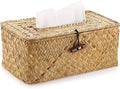 Sumnacon Tissue Box Cover Rectangle Tissue Box Seagrass Tissue Box Holder Woven Tissue Holder Decorative Tissue Cover for Bathroom Tissue Box Cover Rectangular for Home Office Table Yellow