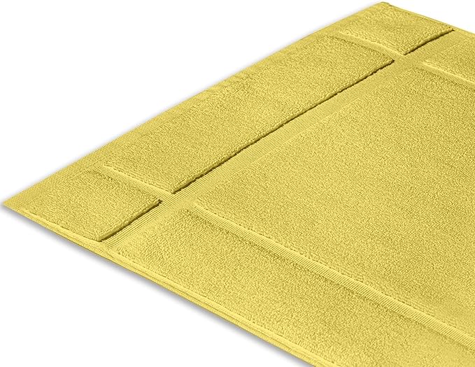 Ample Decor Bath Mats 100% Cotton 24 X 17 & 34 X 20 Inches, Oeko Tex Certified 1350 GSM Solid Construction Thick & Plush, Super Absorbent for Bathroom Floor, Shower – Yellow