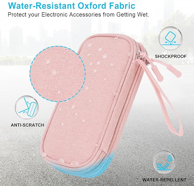 Lacdo USB Flash Drive Case Thumb Drive Holder Case Organizer Portable Electronic Accessories Storage Bag for SanDisk/SamData/Samsung USB Flash Drives Jump Drive Memory Stick, SD Card, Cable,Light Pink