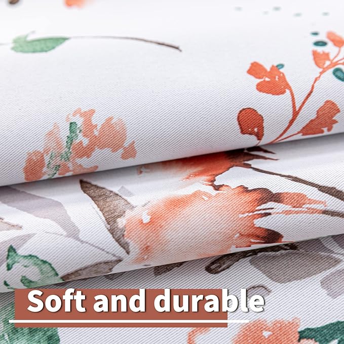 MYSKY HOME Floral Blackout Curtains for Kitchen Room Darkening Thermal Insulated Panels 54 Inch Long Light Blocking Grommet Rustic Curtains for Dormer Window, 2 Panels, Orange
