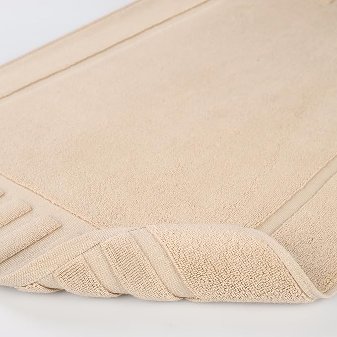 Superior 100% Cotton Bathmat Set, Bath Mats, Bathroom Decor, Shower, Bathtub Essentials, Home Accessories, Washable Rug, No Backing, Heavyweight, Leo Collection, Set of 2, 22" x 35", Camel