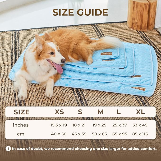 Pelsbarn Dog Cooling Mat- Ice Silk Summer Comfort, Self Cooling, Non-Slip Dog Pad, Durable & Washable, Mat for Medium Dogs 19"" x 25"", Support Shelter Dogs with Every Purchase (Blue)