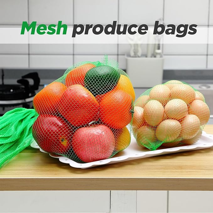 Windyun 1500 Pcs 20 Inch Mesh Bags for Vegetables Mesh Produce Bags Reusable Nylon Netting Bulk, Fits Storage Egg Vegetable Seafood Fruits Grocery (Green)