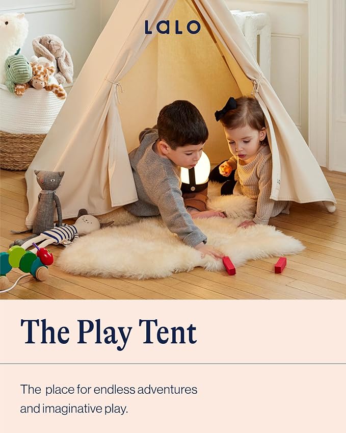 Lalo Play Tent - Indoor Tent for Kids and Toddlers, Made of FSC Certified Beechwood & Natural Canvas, Easy Setup, Perfect Indoor Kids Fort for Imaginative Play - 44.5 x 25 x 40 in - Ages 12mo. & Up