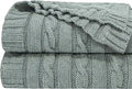 NTBAY 100% Pure Cotton Oversize (60x80) Cable Knit Throw Blanket, Super Soft Warm Knitted Throw Blanket for Bed, Sofa, Chair, Couch - Extra Cozy, Machine Washable, Comfortable Home Decor, Light Grey