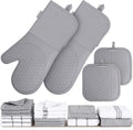 Silicone Oven Mitts Pot Holder Kitchen-Towels100% Cotton Dish Towels for Kitchen,Super Soft and Absorbent Kitchen Hand Towels/Tea Towels.Pot Holder,Oven Mitt Heat Resistant,Silicone Grip,Gift Set