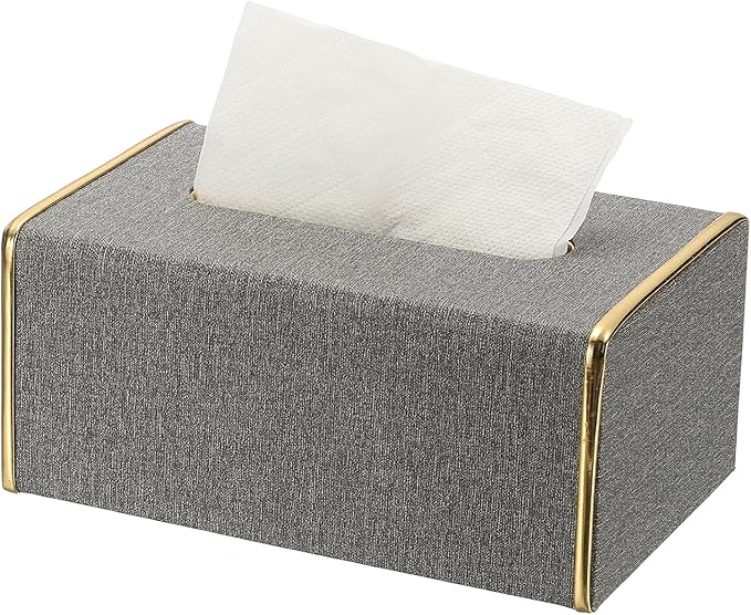 uxcell Tissue Box Cover, Rectangle Modern Tissue Box Holder with Magnetic Closure for Living Room Bedroom Office Hotel Desk (8.3"x5.1"x3.5", Gray)