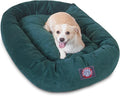 Majestic Pet 32 Inch Micro Velvet Calming Dog Bed Washable – Cozy Soft Round Dog Bed with Spine for Head Support - Fluffy Donut Puppy Mat 32x23x7 (inch) Medium – Marine