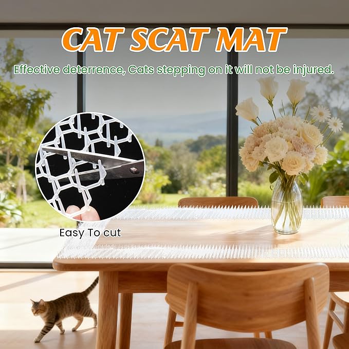 OCEANPAX Clear Scat Mat for Cats 16 x 13 Inch, 10 Pack Transparent Cat Deterrent Mat with 1 Inch Spikes, Indoor Outdoor Pet Training Mat to Keep Cats Off Sofa, Counter & Garden