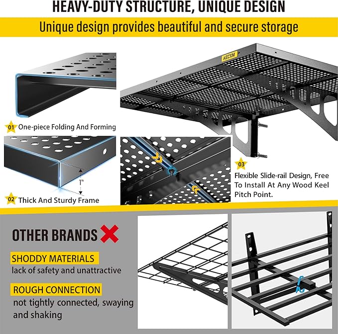 Aecxm 2-Pack 2x3ft Adjustable Garage Wall Shelving 560lbs Load Capacity Heavy Duty Wall Mounted Storage Shelf Metal Floating Shelves for Garage(Black)