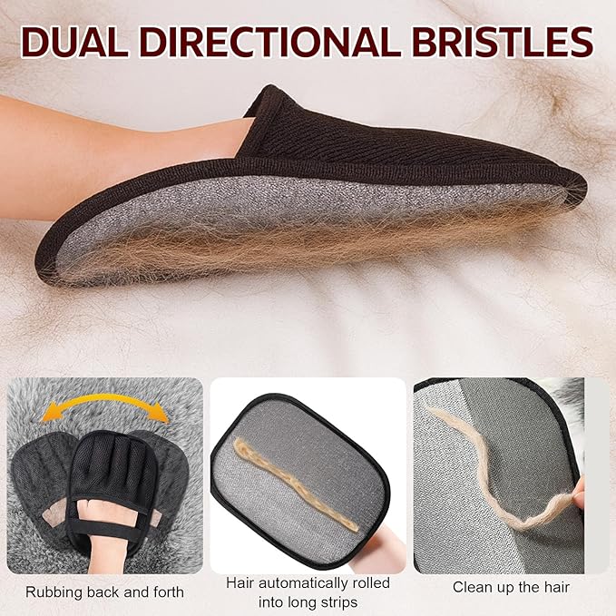Pocleanish 2-Pack Pet Hair Remover Gloves for Cats & Dogs, 2025 Upgraded Five-Finger Reusable Electrostatic Pet Hair Gloves, Magic Brush Pet Hair Remover Tool for Laundry, Couch, Carpet, Car Seat