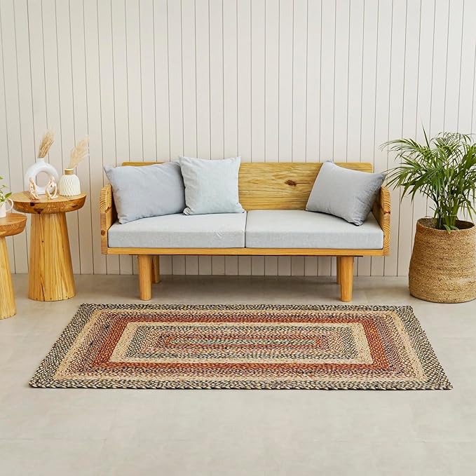 Traditional Jute Braided Runner Rug, Rustic Primitive Country Décor for Kitchen, Entryway, Hallway, Harvest, 2'X16'