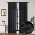 Lecloud Bessie Black Curtains 96 Inches Long 2 Panels Set, Light Filtering & Privacy Faux Linen Curtain Drapes, Rod Pocket Window Treatments for Living Room Bedroom, Each 40 W x 96 L
