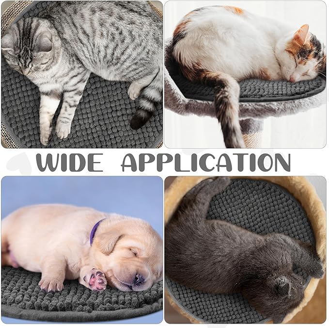 Amylove 4 Pcs Guinea Pig Cage Liner Guinea Pig Bedding Dog Door Mat for Muddy Pet Paws Washable Chenille Pee Pads Small Animal Sleeping Bed for Bunny Hamster(Diameter 12 Inch,Round,Dark Gray)