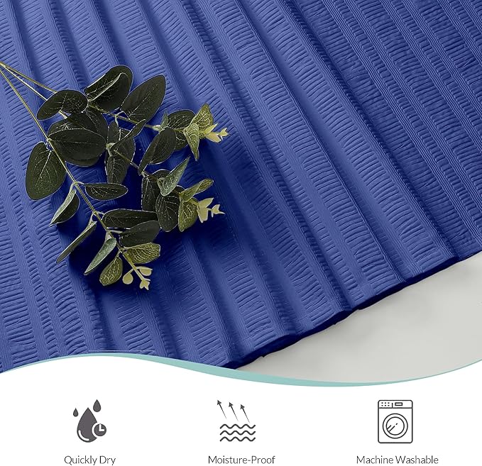 Aiyufeng Extra Long Royal Blue Shower Curtain 96 Inch Long, Embossed Texture Fabric Bathroom Shower Curtain, Large Hotel Bath Curtain with 12 Holes, 72x96, Blue