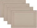 Winknowl Placemats Set of 4，Heat Resistant Woven Vinyl Washable PVC Place Mats，Non-Slip Stain Resistant Indoor/Outdoor Table Mats for Dining Table (Gold)