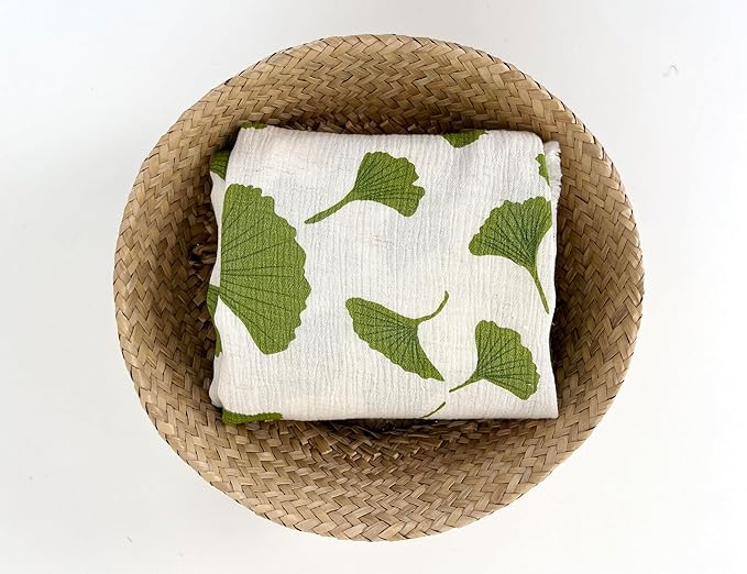 Linen Rayon Blend Fabric by The Linen Lab – Lightweight, Soft, Pre-Washed Material for Sewing, Clothing, Crafts & DIY (3 Yard pre Cut, Green Ginkgo with Subtle Wrinkle Effect)