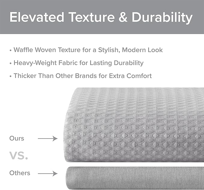Madison Park Shower Curtain Waffle Weave, Vibrant Dyed, Waffle Shower Curtain 3M Scotchgard Moisture Management, Farmhouse Extra Long Shower Curtains for Bathroom, Extra Long: 72"x84" Grey