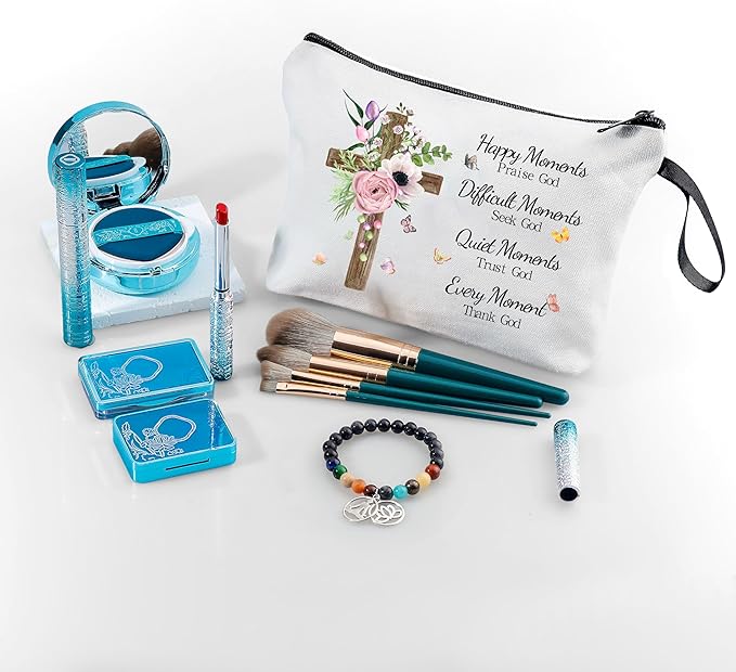 ARIOSEY Faith Based Religious Christian Godly Gifts Small Makeup Cosmetic Bag Pouch for Women Happy Moment Praise God Mothers Day