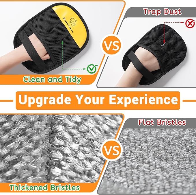 Ruistarhuan Pet Hair Removal Glove，2026 Newly Upgraded Reusable Magic Brush Pet Hair Remover Glove for Cats & Dogs，Pet Hair Remover Tool for Couch,Curtain, Clothing, Carpet, Car Seat (2Pcs)