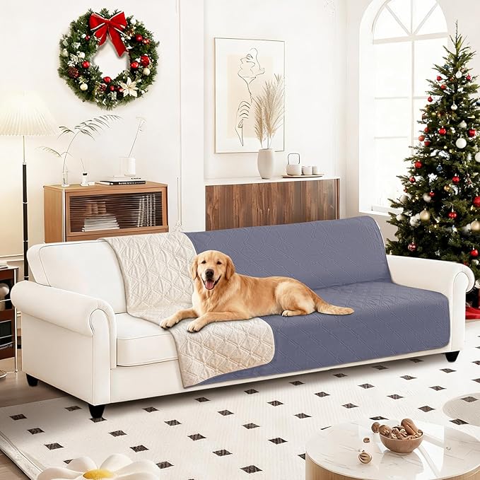 CYCMACO Waterproof Couch Covers for Pets, Waterproof Dog Bed Cover, Anti-Slip Soft Dog Blankets, Couch Cover for Dogs Washable, Pet Blanket for Puppy Large Dogs Cat (82x102 Inch, Grey Blue)