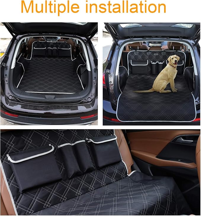 BRONZEMAN Pet Cargo Cover Liner for SUV and Car,Non Slip,Waterproof Dog Seat Cover Mat for Back Seat Trucks/SUV with Bumper Flap Protector,Large Size Universal Fit