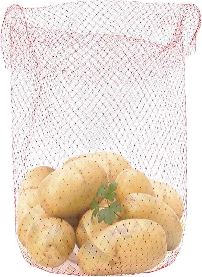 MUKLEI 400 Pcs 22 Inch Nylon Mesh Bags, Red Plastic Produce Net with Buckles, Red Mesh Produce Bags Fruit Net Seafood Boil Bag for Onion Potato Storage