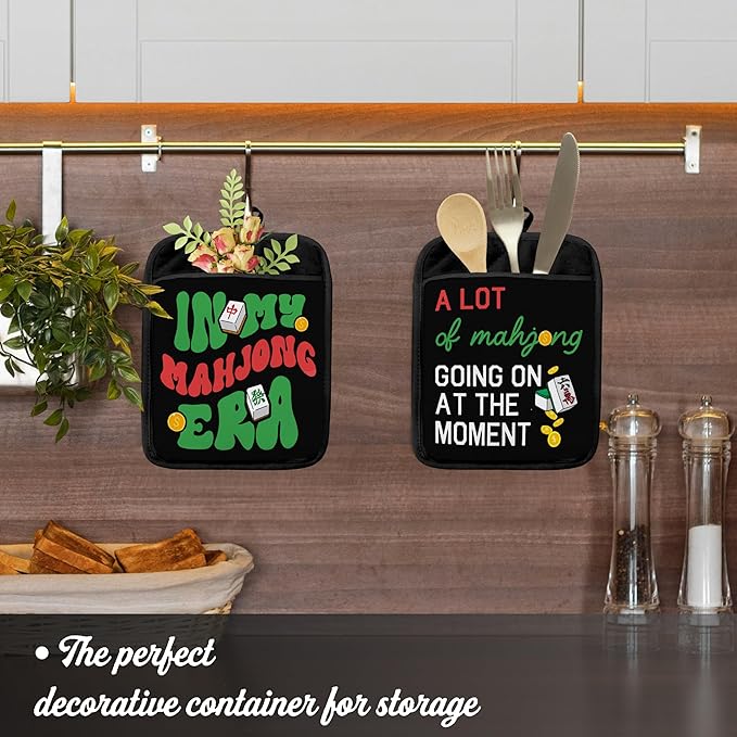 Mahjong Gifts Pot Holders for Kitchen，Mahjong Gifts for Women，Funny Oven Mitts,Cute Pot Holders,Funny Kitchen Decor,Potholder(Color-06)