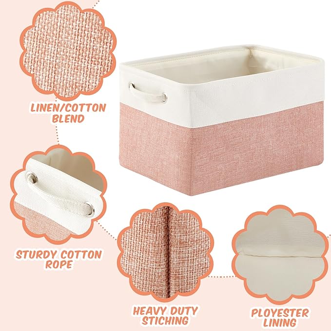 Geiserailie 6 Pcs 15 x 11 x 9.5 Inch Cube Storage Bins Fabric Storage Organizer Bins Foldable Cube Baskets with Sturdy Carry Handles Wicker Baskets for Home (Morandi Colors)