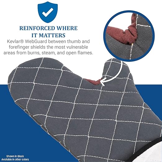 San Jamar 800FG17 BestGuard Commercial Heat Protection Up to 450° F Oven Mitts (Pair), 17 inch Length, Tan