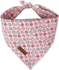 UP URARA PUP Valentine Dog Bandana - Pink Heart Triangle Bid Scarf for Small & Medium Dogs, Cotton Kerchief for Girls & Boys, Red & Adorable Puppy Bandana
