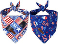 Lionet Paws Summer 2pcs Dog Bandanas, 4th of July USA Dog Scarf Bib Premium Fabric, Happy American Flag Blue Bandanas for Small Medium Dogs Pets