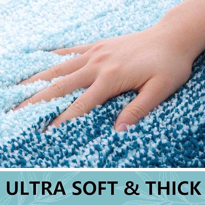 Arotive Microfiber Bathroom Rugs, Shaggy Soft and Absorbent Bath Rug, Non-Slip, Thick Plush Machine Washable Dry Bath Mats for Bathroom, Tub and Shower, 24x16, Peacock Blue, Rectangular
