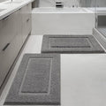 ZOESIOER Bathroom Rugs Sets 2 Piece, Ultra Absorbent Soft Bath Rug, Machine Washable Microfiber Non-Slip Bath Mat for Bathroom Floor, Tub, Toilet, Shower Room, Dark Grey