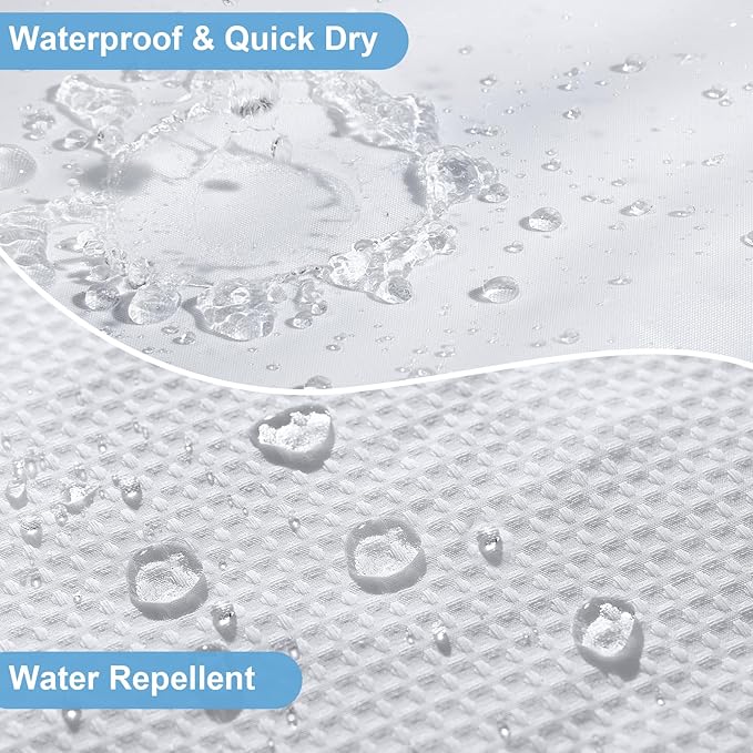 ROLIZOE 3-in-1 Waffle Texture Shower Curtain Set with TPU-Coated Waterproof Liner and 12 Upgraded Double-Sided Hooks, Well-Matched Sizes for a Seamless Fit – White, 72" x 78"