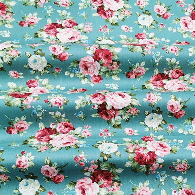 Hanjunzhao 14 Fat Quarters Bundle 18x22 inch - Pre-cut Cotton Quilting Fabric Squares - Quarter Yard Material -for Sewing, Quilting, Patchwork, and Holiday Halloween Christmas DIY Crafts -Retro Floral