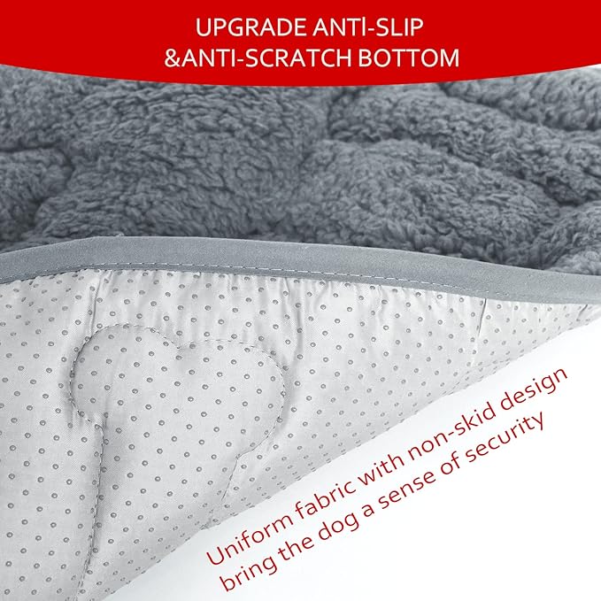 Dog Bed Crate Mat(24" X 18") 2 Pack, Soft Plush Dog Bed Pad Machine Washable Crate Pad, Grey