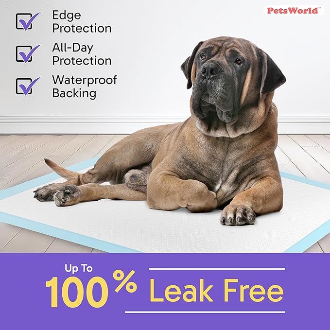PETSWORLD 2XL Puppy Pads, 28x44 Inch, 400 Count| Ultra-Absorbent, Leak-Proof Dog Pee Pads for Potty Training