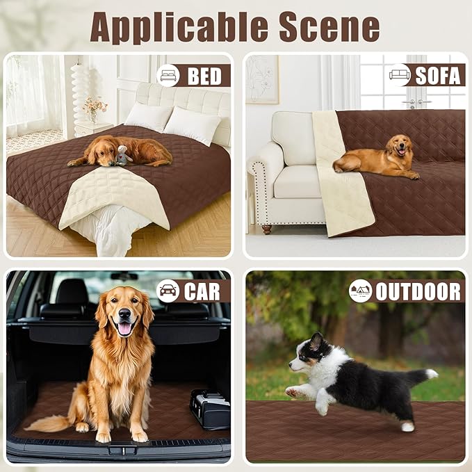 Smiry Waterproof Dog Bed Cover Blanket 40x80, Soft Reversible Pet Blanket, Washable Leakproof Cats Dogs Couch Cover for Sofa, Couch, Furniture, Lattice, Brown/Beige