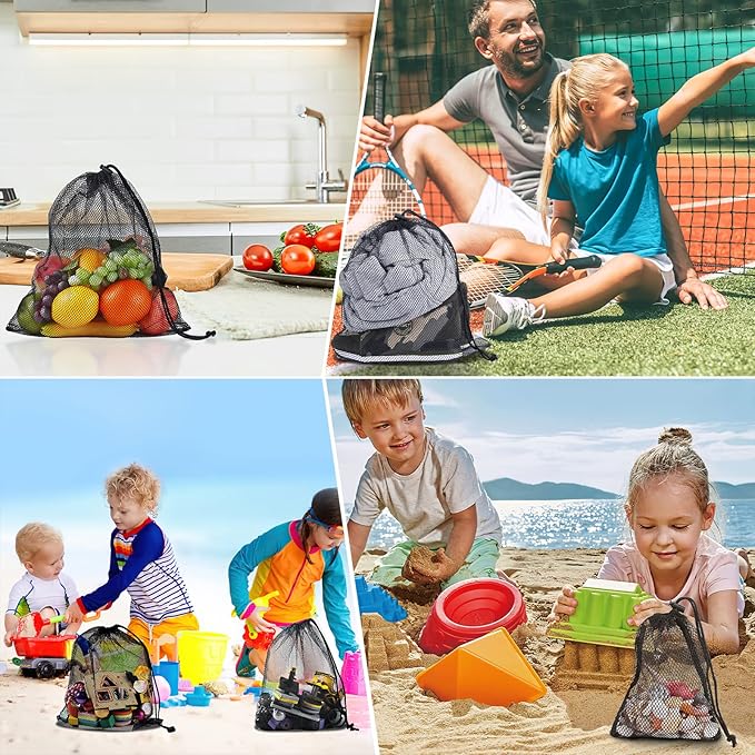 13"X15.5" 24Pcs Mesh Laundry Drawstring Bag Nylon Drawstring Gym Bag with Cord Lock Closure
